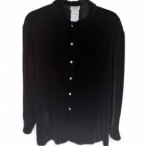 Laura Ashley Women's Black Velvet Blouse Size M Shirt